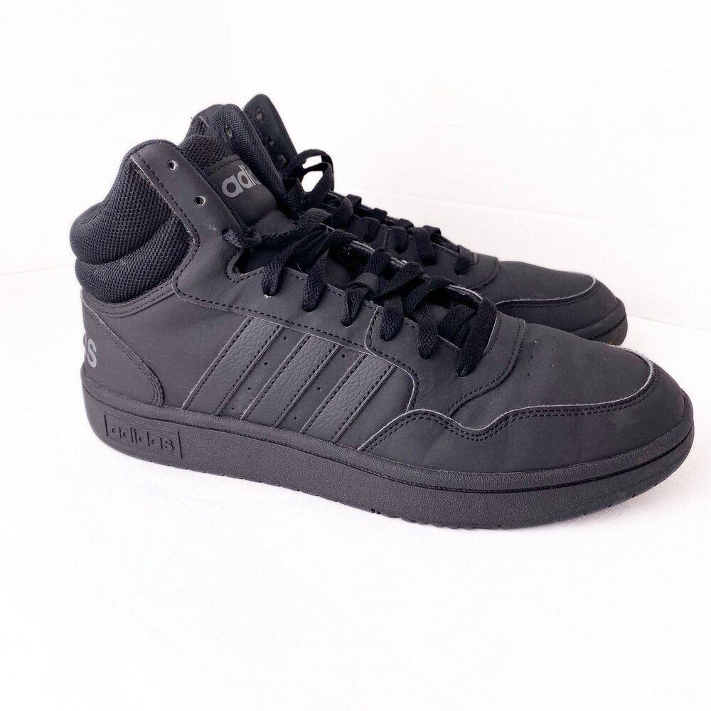 Adidas Hoops 3.0 Triple Black Mid Top Basketball Shoes GV6683 Mens Size 9